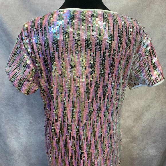 Just Quella Sequined Mesh T-Shirt Dress - Picture 7 of 10